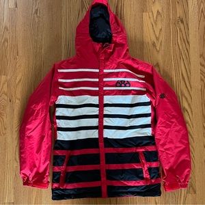 Down red snowboard jacket